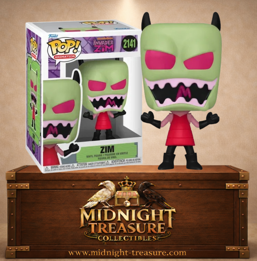 Funko Pop! Animation N°2141 – Zim avec son expression exagérée, ses yeux roses et sa tenue rouge emblématique inspiré de Invader Zim (Zim l'Envahisseur).