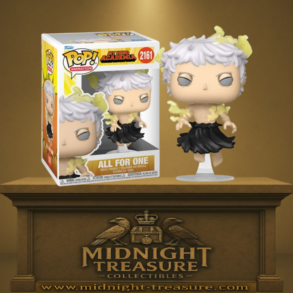 Funko Pop! My Hero Academia – All For One (N°2161). Forme régressée de l’arc final, flottant avec une aura d’énergie malveillante. Parfaite pour les fans de MHA.