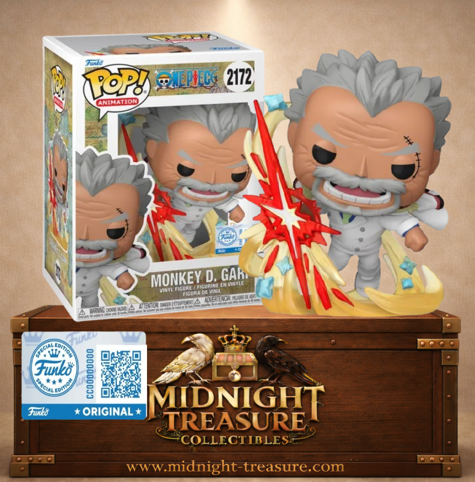 Funko Pop! One Piece N°2172 – Monkey D. Garp réalisant une puissante attaque Galaxy Impact avec effets explosifs de Haki.