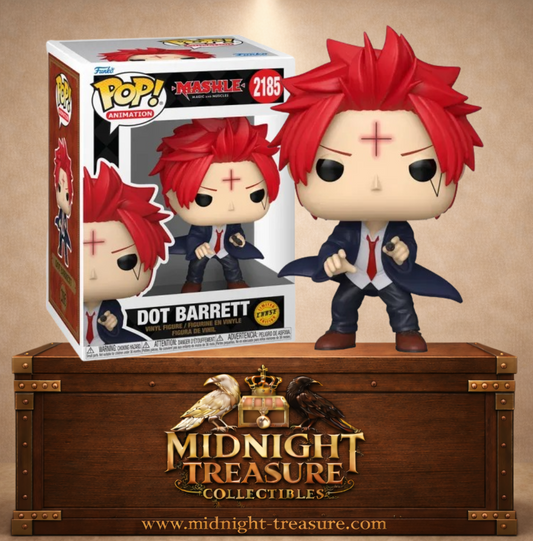 Funko Pop! Animation N°2185 – Dot Barrett Chase – Mashle Magic and Muscles. Figurine Dot Barrett avec marque magique sur le front.