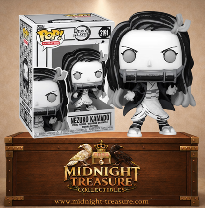 Funko Pop! Animation N°2191 – Nezuko Kamado Sumi-Ink (Encre Sumi) de Demon Slayer: Kimetsu no Yaiba, version monochrome avec effets d’encre, bambou et kimono.