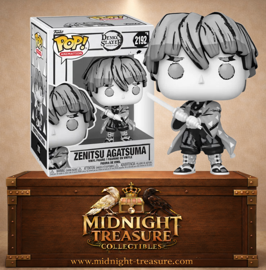 Funko Pop! Demon Slayer N°2192 – Zenitsu Agatsuma version Sumi-Ink noir et blanc inspirée de l’art japonais à l’encre.