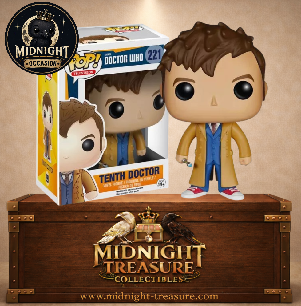 Funko Pop! Doctor Who N°221 – Tenth Doctor incarné par David Tennant avec son manteau beige et son tournevis sonique.