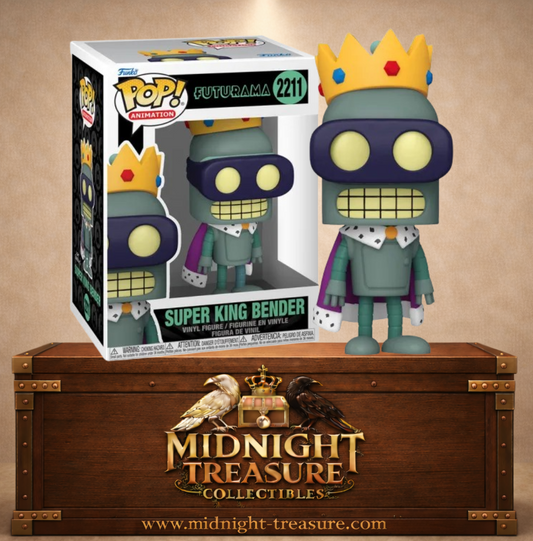 Funko Pop! Animation N°2211 – Super King Bender Futurama avec couronne et cape.