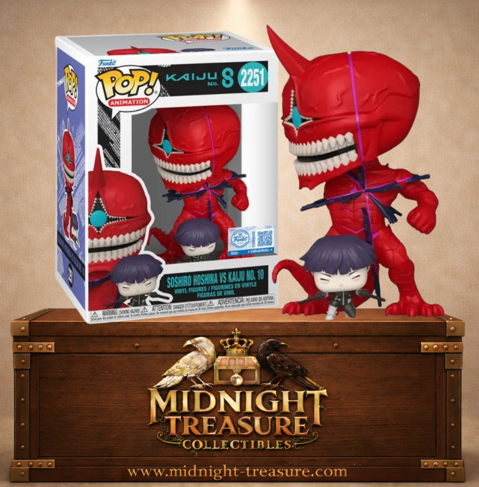 Funko Pop! Animation N°2251 – Soshiro Hoshina vs Kaiju No. 10 – Kaiju No. 8. Figurine scène de combat avec Hoshina face au Kaiju géant rouge.