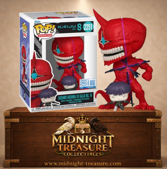 Funko Pop! Animation N°2251 – Soshiro Hoshina vs Kaiju No. 10 – Kaiju No. 8. Figurine scène de combat avec Hoshina face au Kaiju géant rouge.