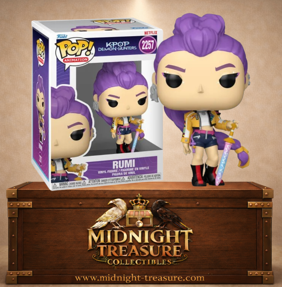 Funko Pop! Animation N°2257 – Rumi tenant son épée de chasseuse de démons, inspirée du film Netflix KPop Demon Hunters.
