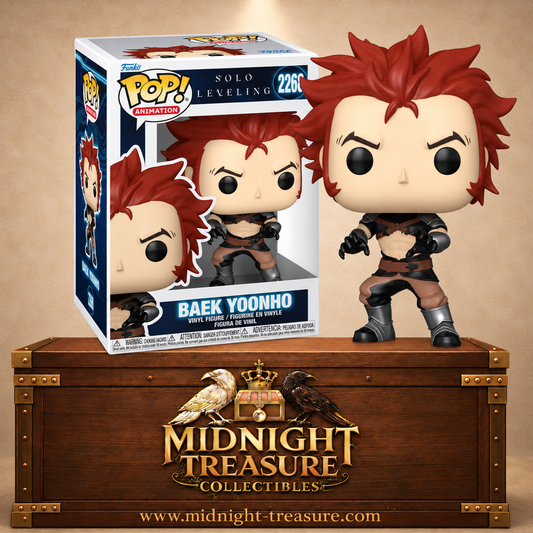 Funko Pop! Animation N°2268 Baek Yoonho de Solo Leveling en position de combat avec griffes noires et tenue de chasseur.