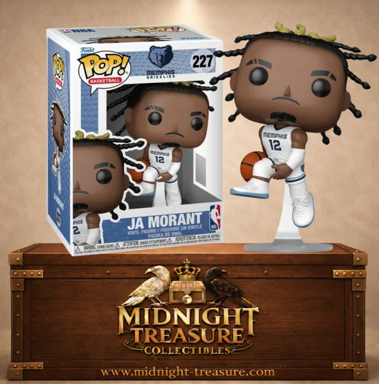 Funko Pop! Basketball N°227 – Ja Morant – Memphis Grizzlies. Figurine Ja Morant avec ballon portant le maillot numéro 12.
