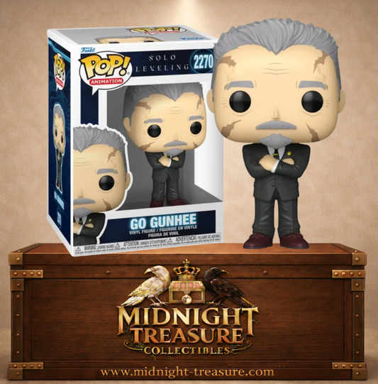 Funko Pop! Animation N°2270 – Go Gunhee – Solo Leveling. Figurine Go Gunhee en costume avec bras croisés.
