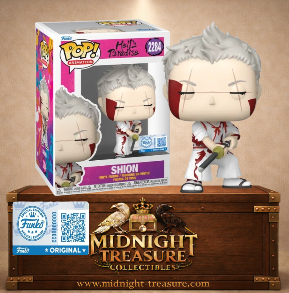 Funko Pop! Animation N°2284 – Shion Hell’s Paradise figurine avec sabre et tenue marquée par le combat.
