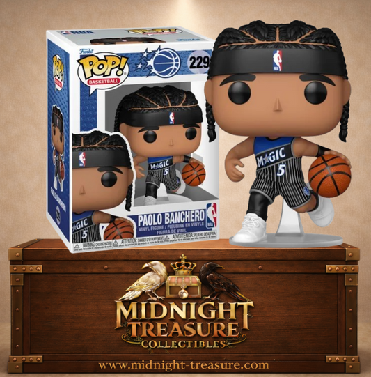 Funko Pop! Basketball N°229 – Paolo Banchero – Orlando Magic. Figurine Paolo Banchero avec ballon en tenue Magic.