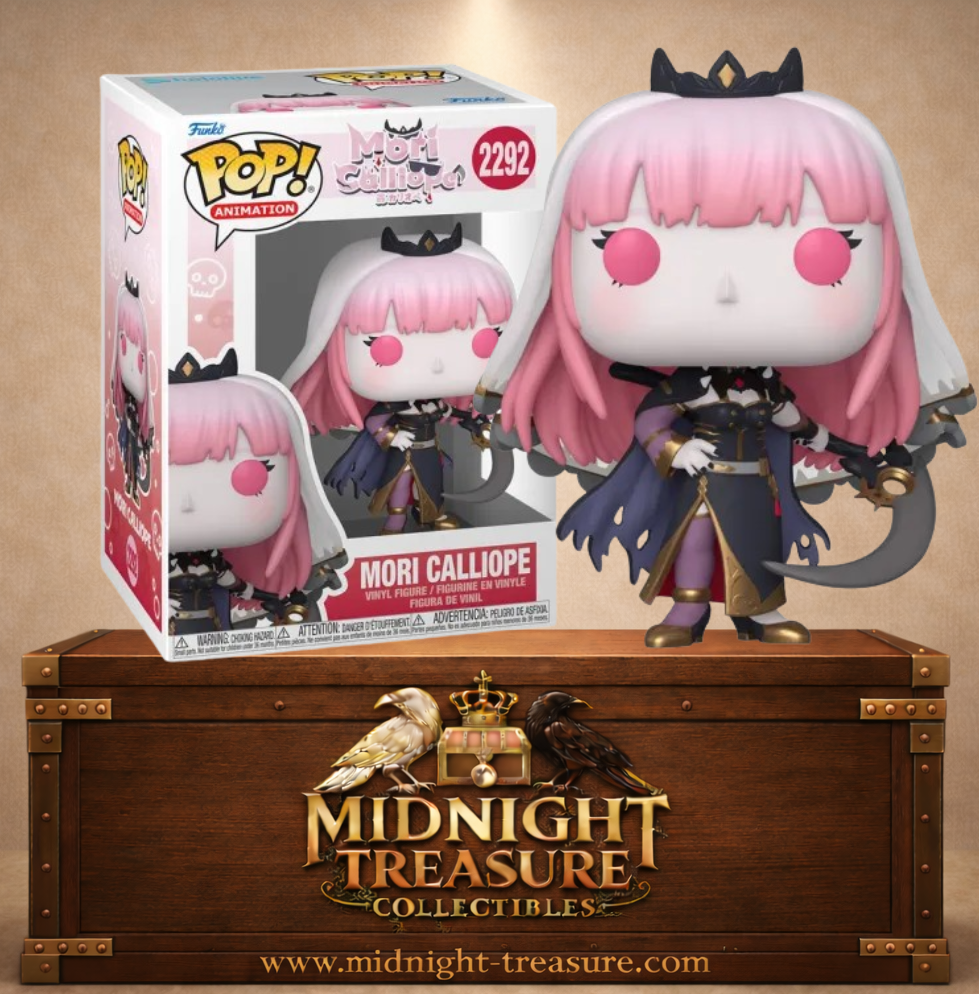 Funko Pop! Animation N°2292 – Mori Calliope – hololive. Figurine shinigami avec faux et tenue gothique.