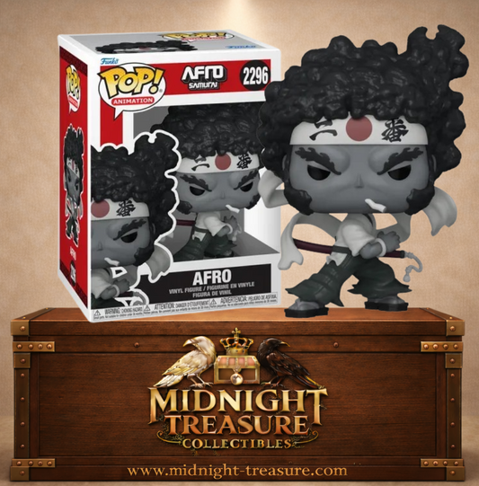 Funko Pop! Animation N°2296 – Afro – Afro Samurai. Figurine avec katana en posture de combat.