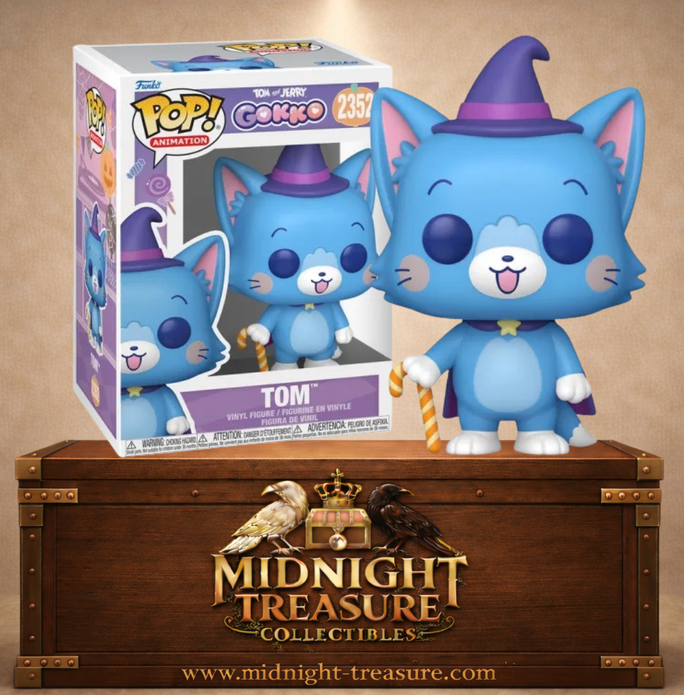 Funko Pop! Animation N°2352 – Tom de Tom & Jerry Gokko dans une adorable version sorcier avec chapeau violet, cape et canne rayée.