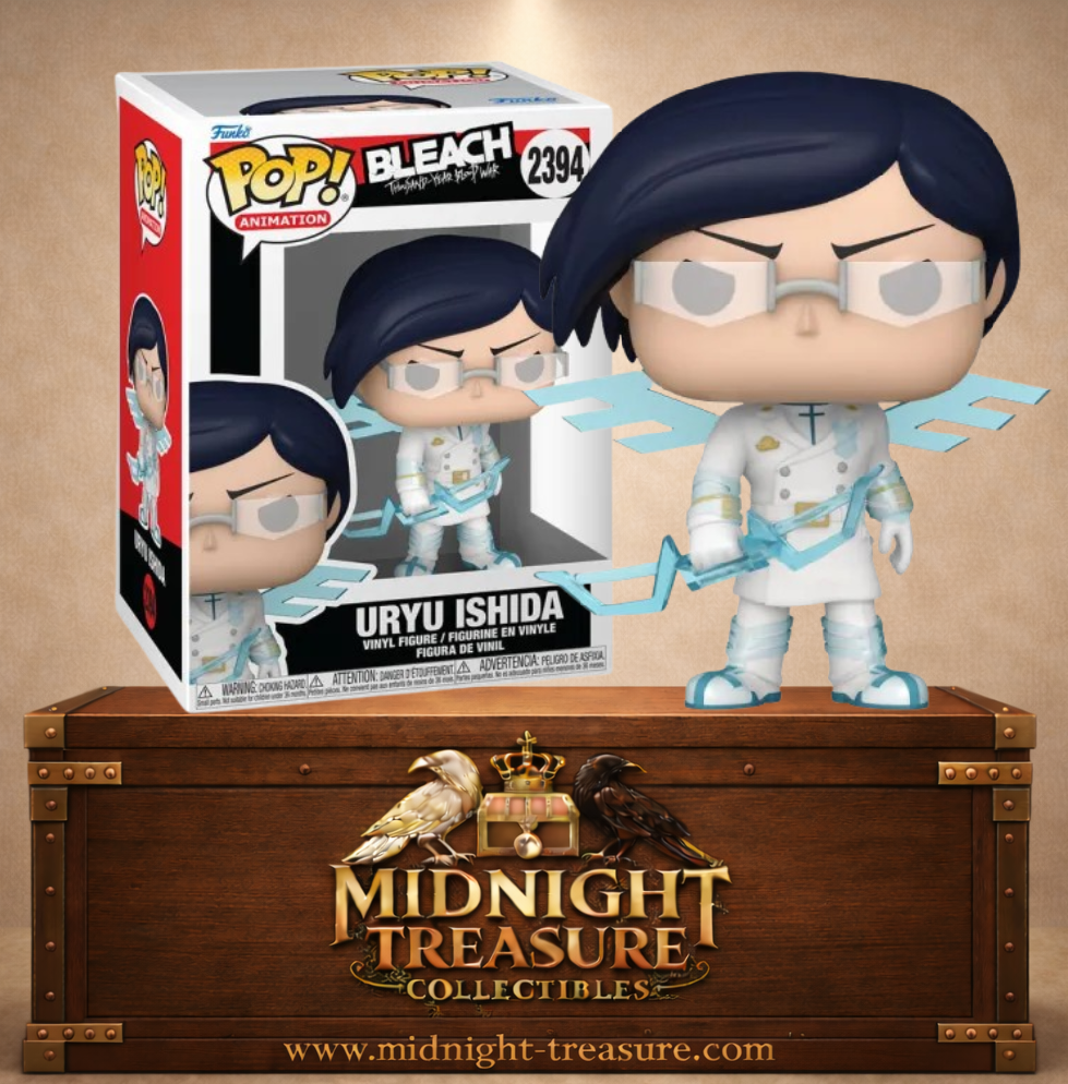 Funko Pop! Animation N°2394 – Uryu Ishida avec son Heilig Bogen et ses effets de Reishi bleus inspiré de Bleach Thousand-Year Blood War.