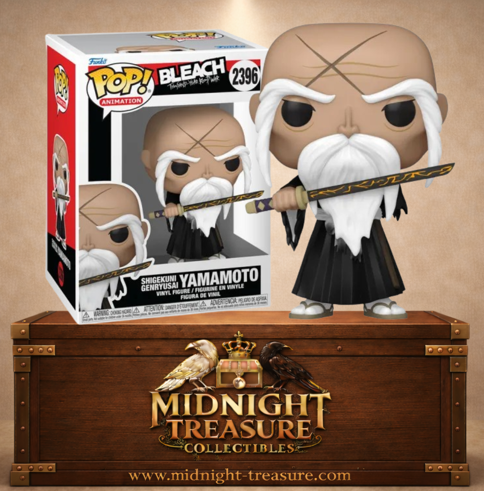 Funko Pop! Animation N°2396 – Shigekuni Genryusai Yamamoto avec son bras gauche manquant et Ryūjin Jakka sous forme Zanka no Tachi inspiré de Bleach Thousand-Year Blood War.
