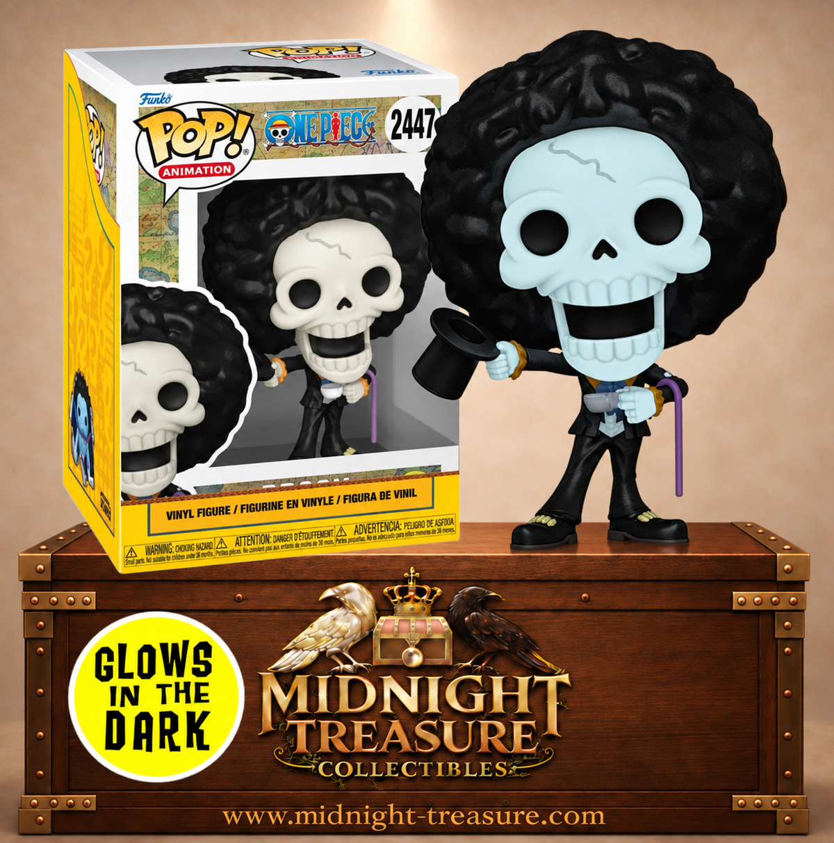 Funko Pop! Animation N°2447 Brook avec canne-épée en version Glow in the Dark – One Piece