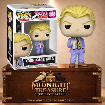 Funko Pop! Animation N°2488 Yoshikage Kira en costume violet tenant une main coupée – JoJo’s Bizarre Adventure