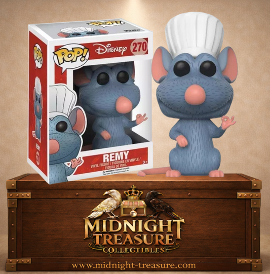 Funko Pop! Disney Pixar N°270 – Rémy avec toque de chef inspiré du film Ratatouille.