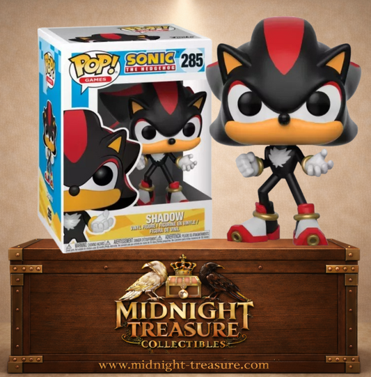 Funko Pop! Sonic the Hedgehog N°285 – Shadow le Hérisson avec pelage noir et rouge et posture de combat emblématique.