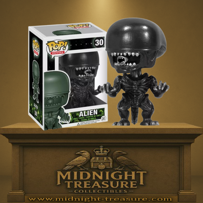 Funko Pop! Movies Alien – Xénomorphe (N°30). Figurine du monstre iconique du film Alien, avec tête allongée et corps biomécanique noir.