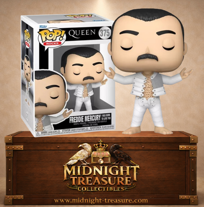 Funko Pop! N°375 Freddie Mercury I Was Born to Love You avec costume blanc White Knight du clip de 1985.