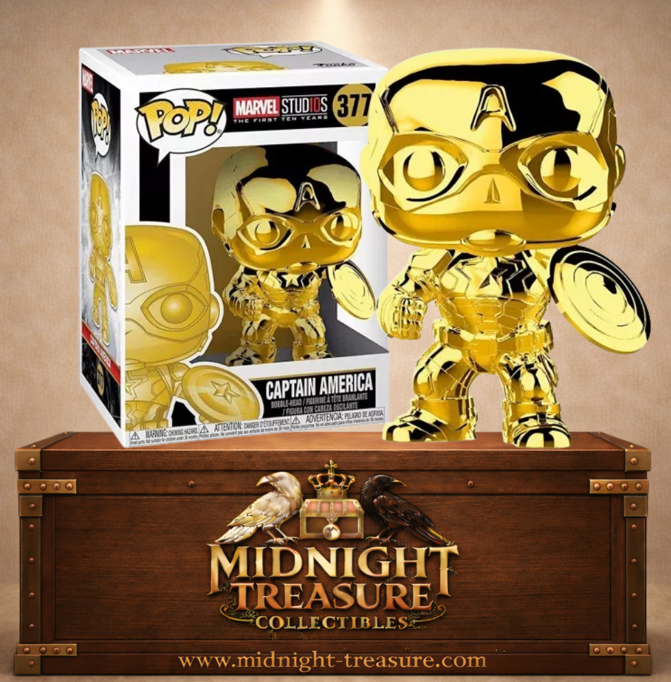 Funko Pop! N°375 Iron Man Gold Chrome Marvel Studios The First Ten Years avec armure entièrement chromée dorée.