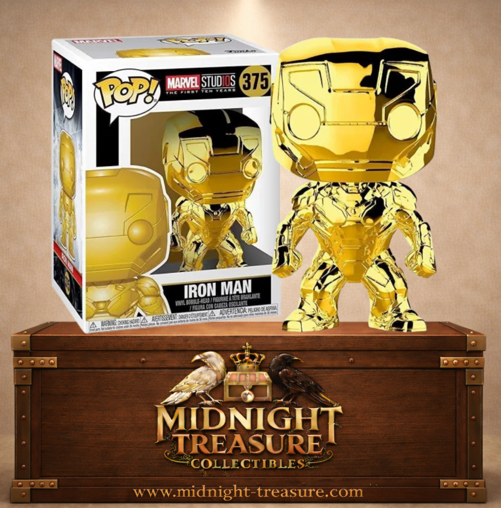 Funko Pop! N°375 Iron Man Gold Chrome Marvel Studios The First Ten Years, figurine anniversaire entièrement chromée dorée.