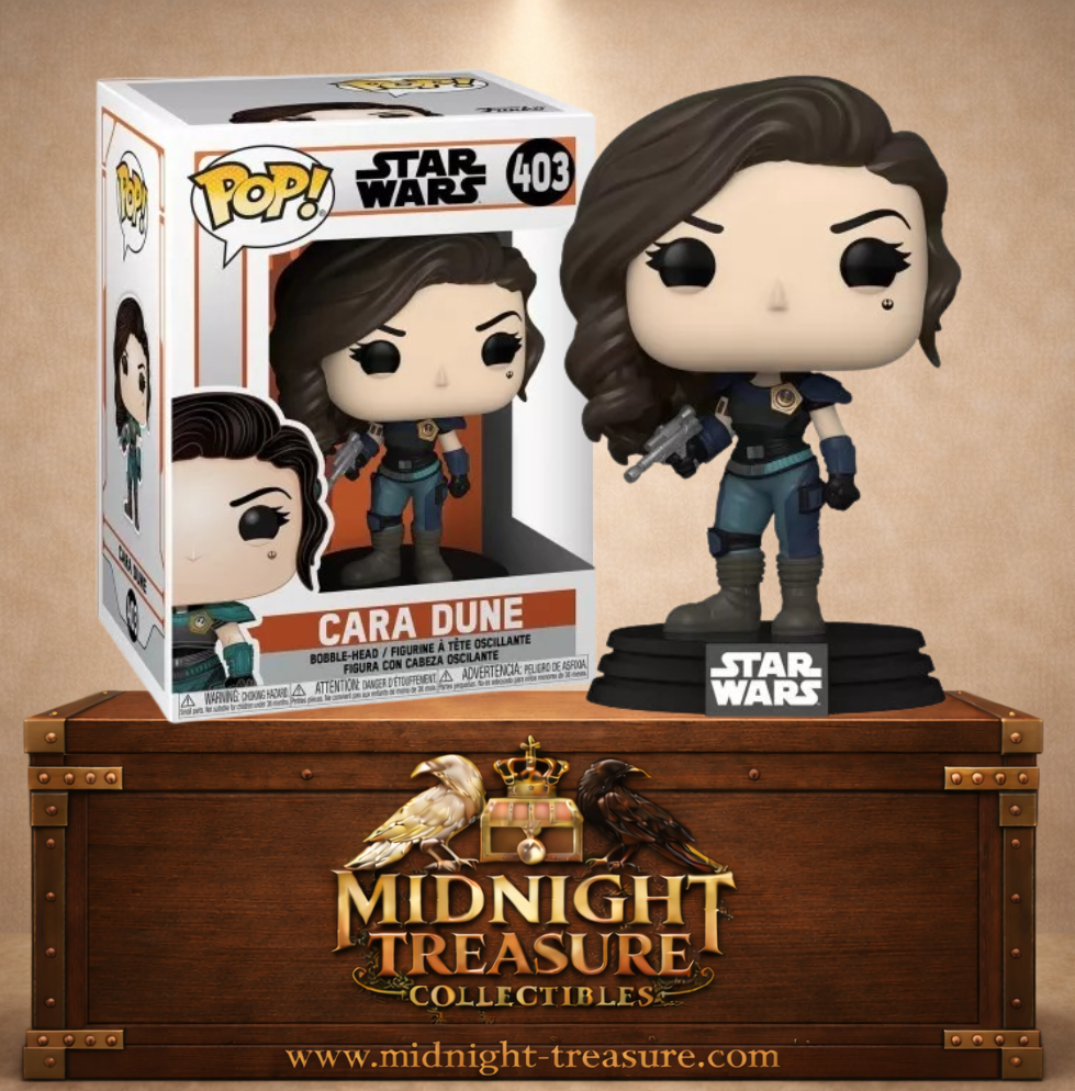 Funko Pop! N°403 – Cara Dune de Star Wars: The Mandalorian (Star Wars : Le Mandalorien), version saison 2 avec blaster, tenue de combat et insigne de Maréchale de Nevarro.