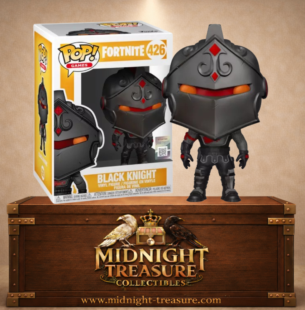 Funko Pop! Games N°426 – Black Knight (Chevalier Noir) de Fortnite, skin légendaire du Battle Pass (Passe de combat) de la Saison 2 avec armure et heaume noirs.