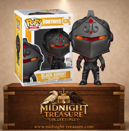 Funko Pop! Games N°426 – Black Knight (Chevalier Noir) de Fortnite, skin légendaire du Battle Pass (Passe de combat) de la Saison 2 avec armure et heaume noirs.