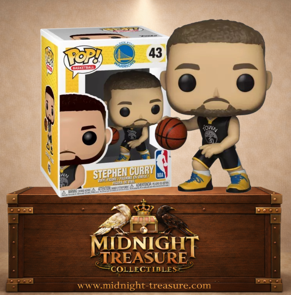 Funko Pop! Basketball N°43 – Stephen Curry – Golden State Warriors. Figurine avec ballon et tenue The Town.