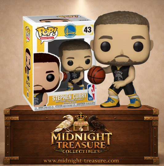 Funko Pop! Basketball N°43 – Stephen Curry – Golden State Warriors. Figurine avec ballon et tenue The Town.