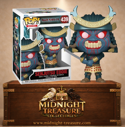Funko Pop! Rocks N°439 – Senjutsu Eddie avec armure de samouraï, casque japonais et katana inspiré de l'album Senjutsu d'Iron Maiden.