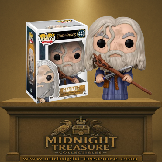 Funko Pop! The Lord of the Rings (Le Seigneur des Anneaux) – Gandalf N°443. Figurine représentant Gandalf le Gris avec son bâton et son épée, fidèle au personnage emblématique de la saga.
