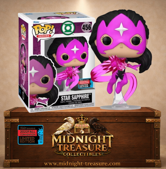 Funko Pop! Heroes N°456 – Star Sapphire – DC Comics NYCC 2022. Figurine Star Sapphire en vol avec énergie violette.