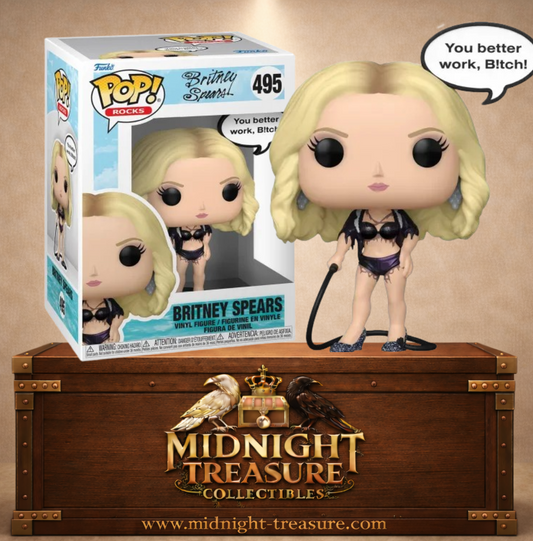 Funko Pop! Rocks N°495 – Britney Spears Work Bitch. Figurine Britney Spears avec bulle “You better work, Bitch!” et tenue de scène.