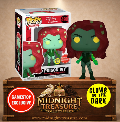 Funko Pop! Heroes N°499 – Poison Ivy (Ivy Empoisonnée) – Harley Quinn Animated Series. Figurine Glow in the Dark avec peau verte et cheveux rouges.