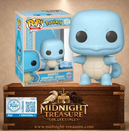 Funko Pop! Games N°504 – Squirtle Carapuce Pokémon en édition Soft Color bleu pastel avec carapace crème et sticker Funko Original.