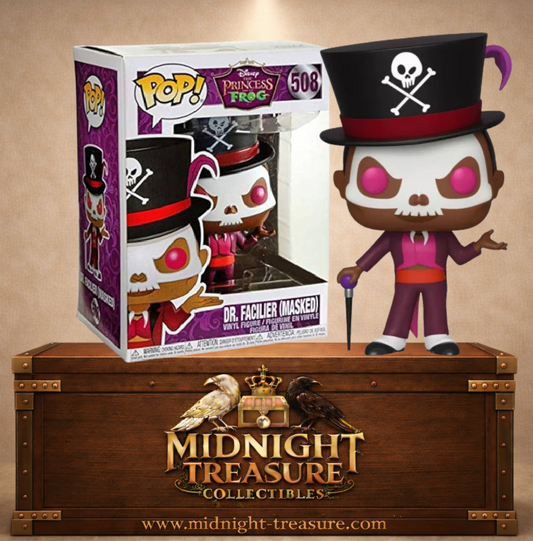 Funko Pop! Disney N°508 – Dr. Facilier Masked avec masque vaudou et haut-de-forme dans La Princesse et la Grenouille.