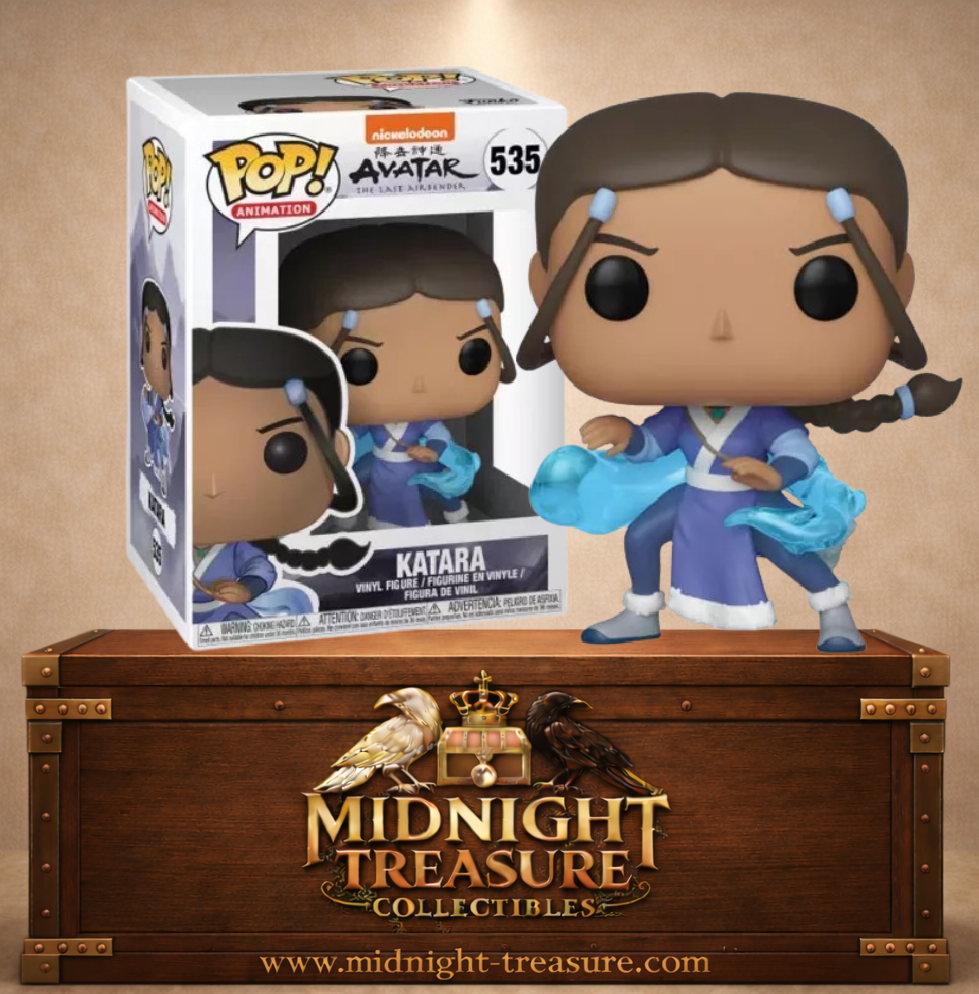 Funko Pop! Animation N°535 Katara en pleine maîtrise de l’eau avec vague bleue translucide dans Avatar Le Dernier Maître de l’Air.