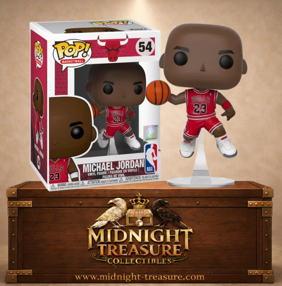 Funko Pop! Basketball N°54 – Michael Jordan Slam Dunk – Chicago Bulls. Figurine en plein dunk avec maillot rouge numéro 23.