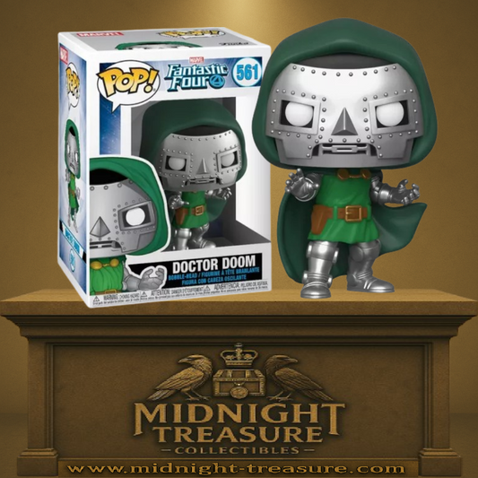 Funko Pop! Marvel – Doctor Doom (N°561). Doctor Doom avec armure métallique et cape verte, version comics Fantastic Four (Les Quatre Fantastiques).