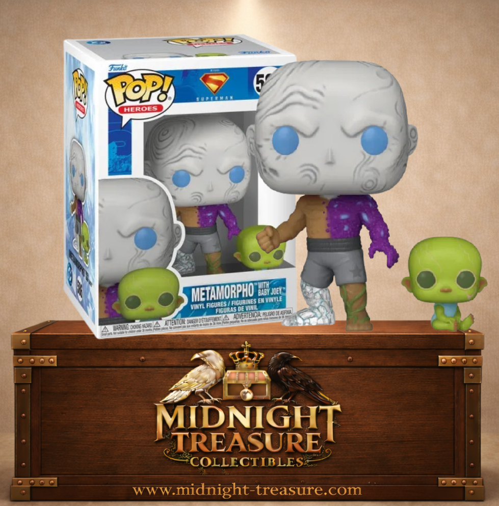 Funko Pop! Heroes N°586 – Metamorpho avec Bébé Joey Superman 2025 transformation éléments.
