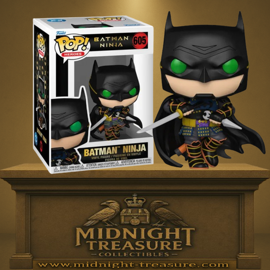Funko Pop! Heroes – Batman Ninja (N°605). Batman en armure de samouraï avec katana, version du film Batman Ninja.