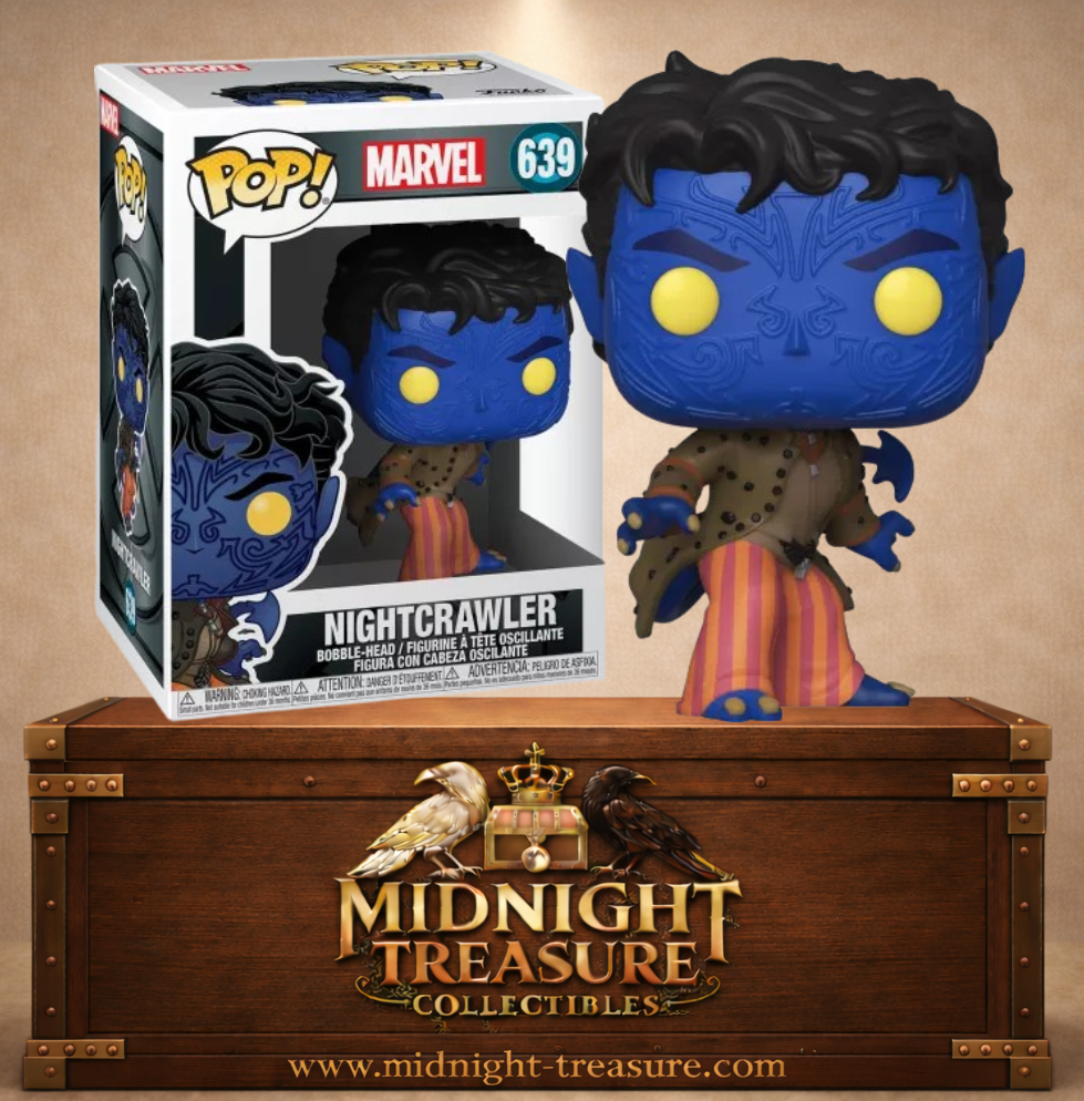 Funko Pop! N°639 Nightcrawler (Diablo) Marvel X-Men 20th Anniversary, avec peau bleue, yeux jaunes, tatouages et queue préhensile.