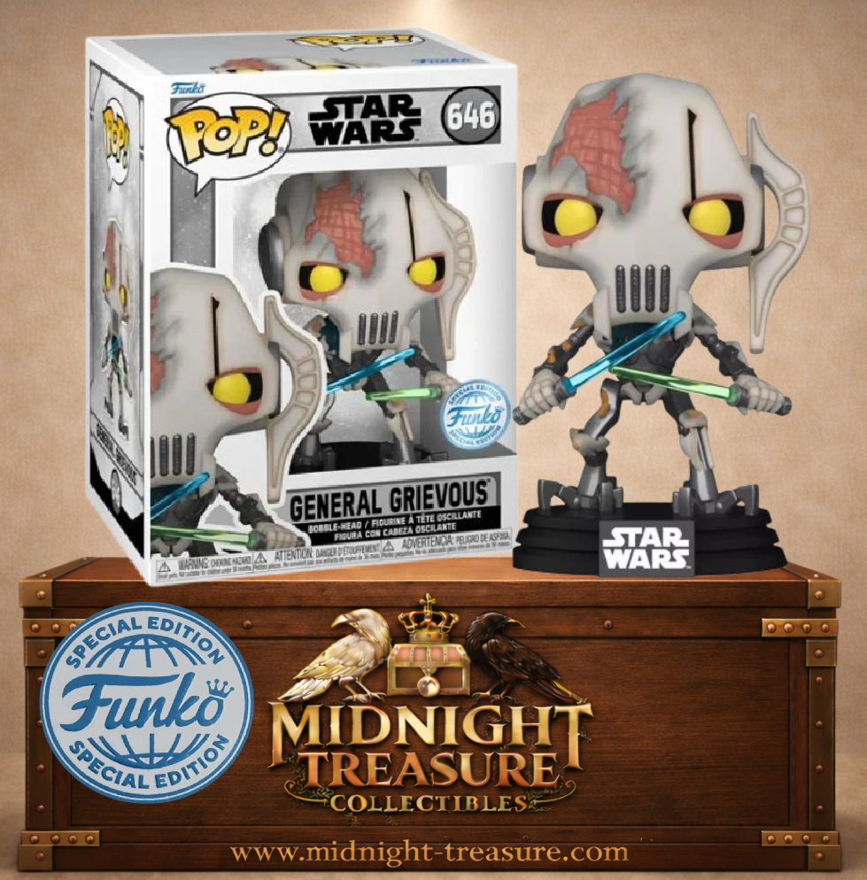 Funko Pop! Star Wars Battlefront II N°646 – Général Grievous Battle Damaged avec armure endommagée et doubles sabres laser.