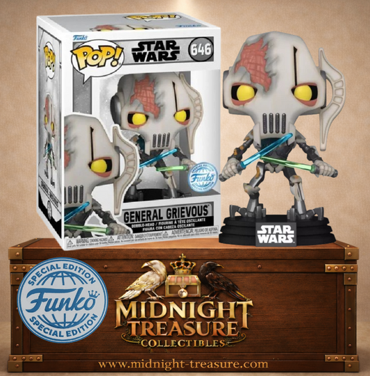 Funko Pop! Star Wars Battlefront II N°646 – Général Grievous Battle Damaged avec armure endommagée et doubles sabres laser.