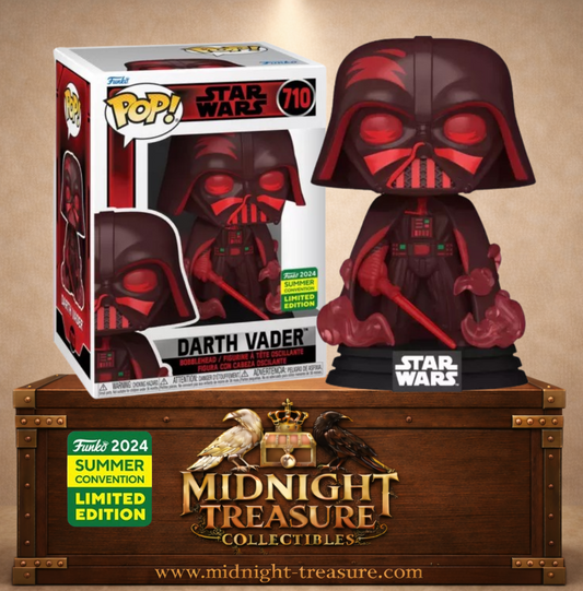 Funko Pop! Star Wars N°710 – Darth Vader (Dark Vador) SDCC Summer Convention 2024. Version rouge translucide avec sabre laser et effets de fumée.